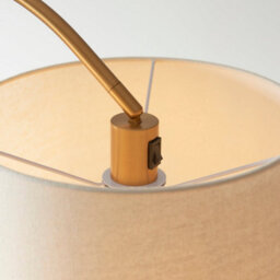 Loops Elegant 1635mm Tall Curved Floor Lamp With Warm Brass Finish And Natural Fabric Shade - thumbnail 5