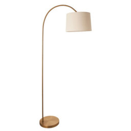 Loops Elegant 1635mm Tall Curved Floor Lamp With Warm Brass Finish And Natural Fabric Shade - thumbnail 8