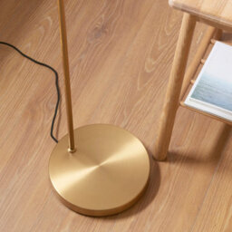 Loops Elegant 1635mm Tall Curved Floor Lamp With Warm Brass Finish And Natural Fabric Shade - thumbnail 6