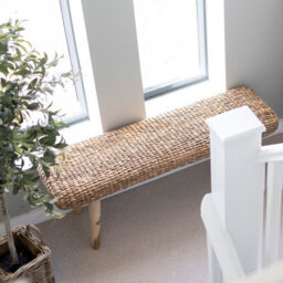 Za Za Homes Rustic Wicker Hallway Bench 95Cm - Three Seater Indoor Wooden Bench Handmade - End Of Bed Bench - thumbnail 5