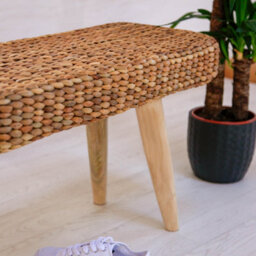 Za Za Homes Rustic Wicker Hallway Bench 95Cm - Three Seater Indoor Wooden Bench Handmade - End Of Bed Bench - thumbnail 7