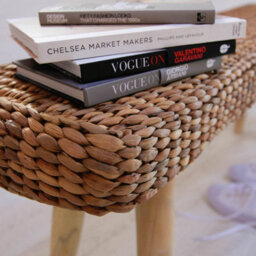 Za Za Homes Rustic Wicker Hallway Bench 95Cm - Three Seater Indoor Wooden Bench Handmade - End Of Bed Bench - thumbnail 6