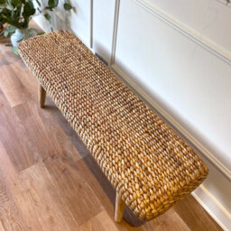 Za Za Homes Rustic Wicker Hallway Bench 95Cm - Three Seater Indoor Wooden Bench Handmade - End Of Bed Bench - thumbnail 3