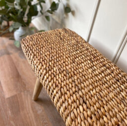 Za Za Homes Rustic Wicker Hallway Bench 95Cm - Three Seater Indoor Wooden Bench Handmade - End Of Bed Bench - thumbnail 2
