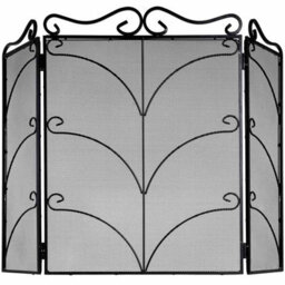 Heavy  Large  Black  Ornate  Fire  Screen - thumbnail 1