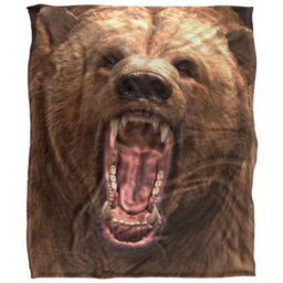 Royce Mcclure Grizzly Bear Head Silky Supersoft Blanket Brown (152Cm X 127Cm) - thumbnail 1