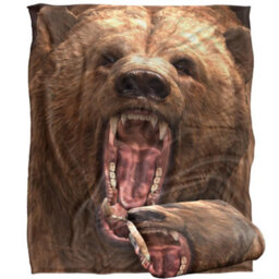 Royce Mcclure Grizzly Bear Head Silky Supersoft Blanket Brown (152Cm X 127Cm) - thumbnail 2