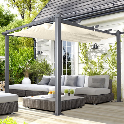 OSeasons Acorn Aluminium 3M Square Pergola Gazebo In Creamy White - image 1