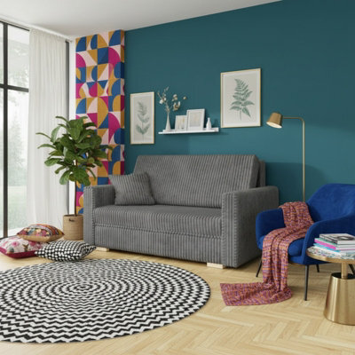 Viva Piano Iii Sofa Bed With Bedding Storage Upholstered Freestanding Back Wooden Legs 153X100X85Cm Grey - image 1