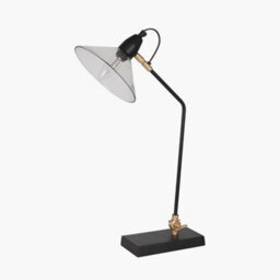 Pacific Lifestyle Canton Matt Black Metal And Glass Cone Table Lamp - thumbnail 2