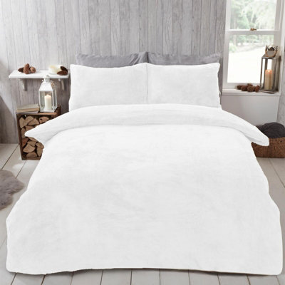 Ohs Teddy Duvet Cover With Pillow Case Bedding Set, White - Single - image 1