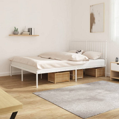 Berkfield Metal Bed Frame With Headboard White 135X190 Cm 4Ft6 Double - image 1