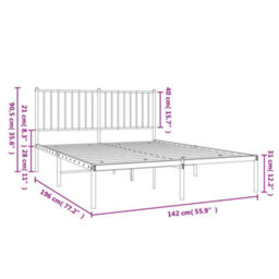 Berkfield Metal Bed Frame With Headboard White 135X190 Cm 4Ft6 Double - thumbnail 9
