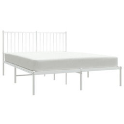 Berkfield Metal Bed Frame With Headboard White 135X190 Cm 4Ft6 Double - thumbnail 3