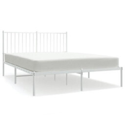 Berkfield Metal Bed Frame With Headboard White 135X190 Cm 4Ft6 Double - thumbnail 2