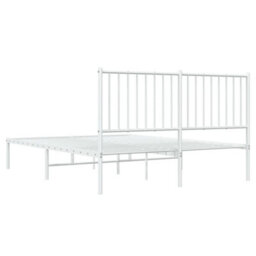 Berkfield Metal Bed Frame With Headboard White 135X190 Cm 4Ft6 Double - thumbnail 7