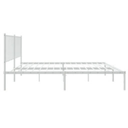 Berkfield Metal Bed Frame With Headboard White 135X190 Cm 4Ft6 Double - thumbnail 6