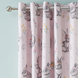 Catherine Lansfield Bunny Tails Ditsy Flowers Fully Reversible 66X72 Inch Eyelet Curtains Two Panels Pink - thumbnail 3