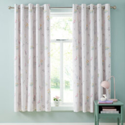 Catherine Lansfield Bunny Tails Ditsy Flowers Fully Reversible 66X72 Inch Eyelet Curtains Two Panels Pink - thumbnail 2