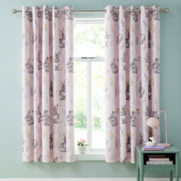 Catherine Lansfield Bunny Tails Ditsy Flowers Fully Reversible 66X72 Inch Eyelet Curtains Two Panels Pink