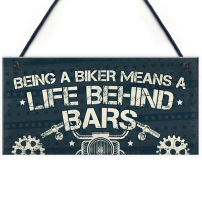 Red Ocean Novelty Biker Gifts For Men Hanging Motorcycle Motorbike Man Cave Garage Plaque Gifts For Him Dad Grandad - image 1