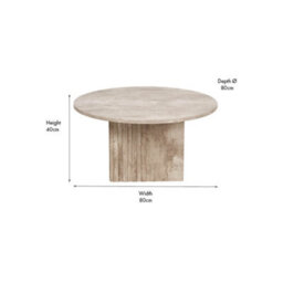 Pacific Lifestyle Grey Concrete Effect Round Coffee Table With Fluted Groove Plinth Base 80Cm, Elkton - thumbnail 2