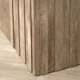 Pacific Lifestyle Grey Concrete Effect Round Coffee Table With Fluted Groove Plinth Base 80Cm, Elkton - thumbnail 6