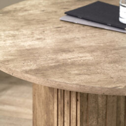 Pacific Lifestyle Grey Concrete Effect Round Coffee Table With Fluted Groove Plinth Base 80Cm, Elkton - thumbnail 3