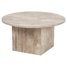 Pacific Lifestyle Grey Concrete Effect Round Coffee Table With Fluted Groove Plinth Base 80Cm, Elkton - thumbnail 7
