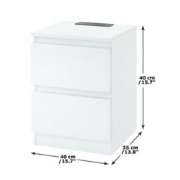 Home Treats Set Of 2 Bedside Tables White 2 Drawer Nightstand Table With 2 Uk Plugs Usb A And Usb C Chest Of Drawers 2M Cable - thumbnail 5