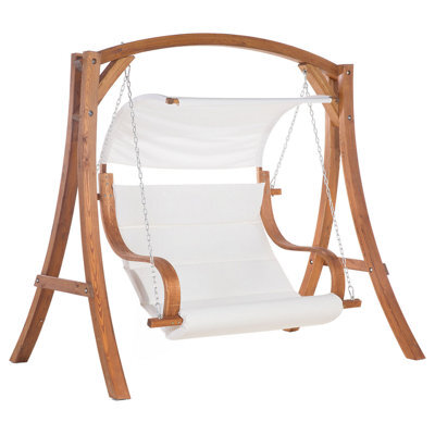 Beliani Patio Swing Aprilia Larch Wood Brown - image 1