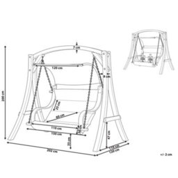 Beliani Patio Swing Aprilia Larch Wood Brown - thumbnail 3
