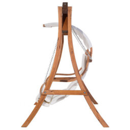 Beliani Patio Swing Aprilia Larch Wood Brown - thumbnail 4
