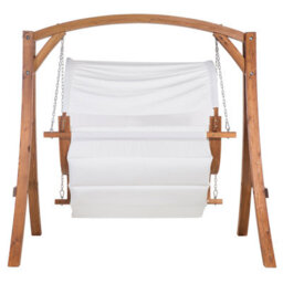 Beliani Patio Swing Aprilia Larch Wood Brown - thumbnail 6