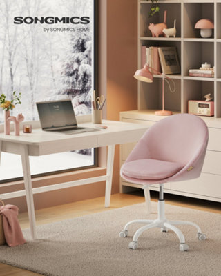 LEDREM Office Chair, Swivel Chair, Desk Chair, Vanity Chair, Velvet, Foam Padding, Adjustable Height, Jelly Pink - image 1