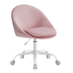 LEDREM Office Chair, Swivel Chair, Desk Chair, Vanity Chair, Velvet, Foam Padding, Adjustable Height, Jelly Pink - thumbnail 2