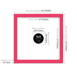 "5X5"" Bright Pink Picture Frame - 5X5"" Square Frame With 1X1"" Mount For 5X5""/1X1"" Pictures Art Deco Style Room Decor, 1 Pack" - thumbnail 2