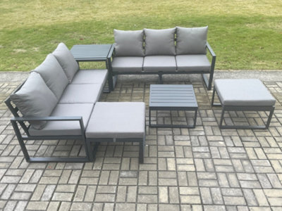 Fimous Aluminium 6 Pieces Garden Furniture Sofa Set With Cushions 8 Seater Outdoor Patio Set With Coffee Table Side Table - image 1