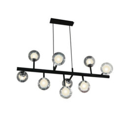 Luminosa Lighting Luminosa Altais 9 Light Crystal Ceiling Pendant Matt Black, Chrome, G9 - Uk Stock - thumbnail 4