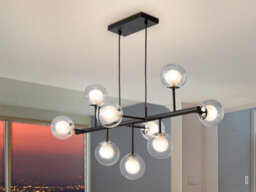 Luminosa Lighting Luminosa Altais 9 Light Crystal Ceiling Pendant Matt Black, Chrome, G9 - Uk Stock - thumbnail 1