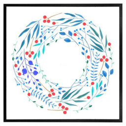 "Andrew Lee Blue Decorative Reath (Picutre Frame) / 16X16"" / Grey" - thumbnail 8