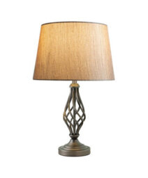 Lighting Supermarket Queenswood Traditional Barley Twist Table Lamp With Charcoal Gold Shade - Pewter Grey - thumbnail 2