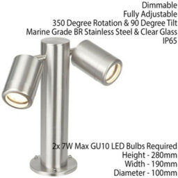 Ip65 Twin Outdoor Lamp Post Bollard Light Adjustable Gu10 Marine Grade Steel - thumbnail 2