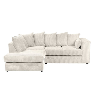 SquareBoxx Lennox Jumbo Cord Corner Sofa Right Hand Facing Chaise Cream