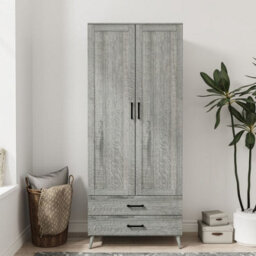 Urbn-Living Urbnliving 180Cm Height Ash Grey Wardrobe With 2 Door 2 Drawer Modern Bedroom Clothes Storage Hanging Rail - thumbnail 2