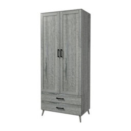 Urbn-Living Urbnliving 180Cm Height Ash Grey Wardrobe With 2 Door 2 Drawer Modern Bedroom Clothes Storage Hanging Rail - thumbnail 5