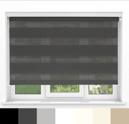 Caecus Blinds Day & Night Zebra Roller Blind Black 150Cm  X 160Cm - thumbnail 1