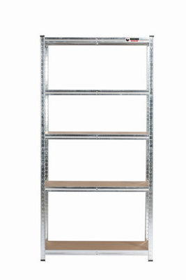 Rhino Racking 5 Bays - 180 X 90 X 40Cm - Galvanised - 5 Tier Boltless Heavy Duty Garage Shelving Unit - 1000Kg Load Weight - image 1