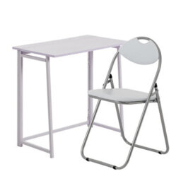 Harbour Housewares Deluxe Folding Wooden Desk & Chair Set - Lilac/white - Durable Compact Computer Office Study Desk & Chair Set - thumbnail 1