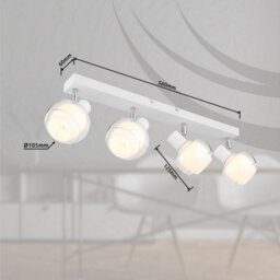 Luminosa Lighting Luminosa Tokki Ceiling Spotlight Bar White Matt Clear Glass Shade 4X E14 - thumbnail 7